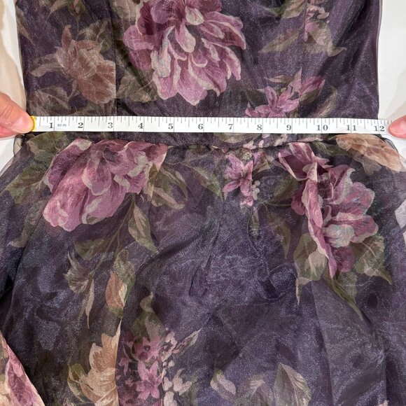 NWT Wonderful Waltz Purple Floral Print Strapless Bustier Maxi Dress - Picture 5 of 6